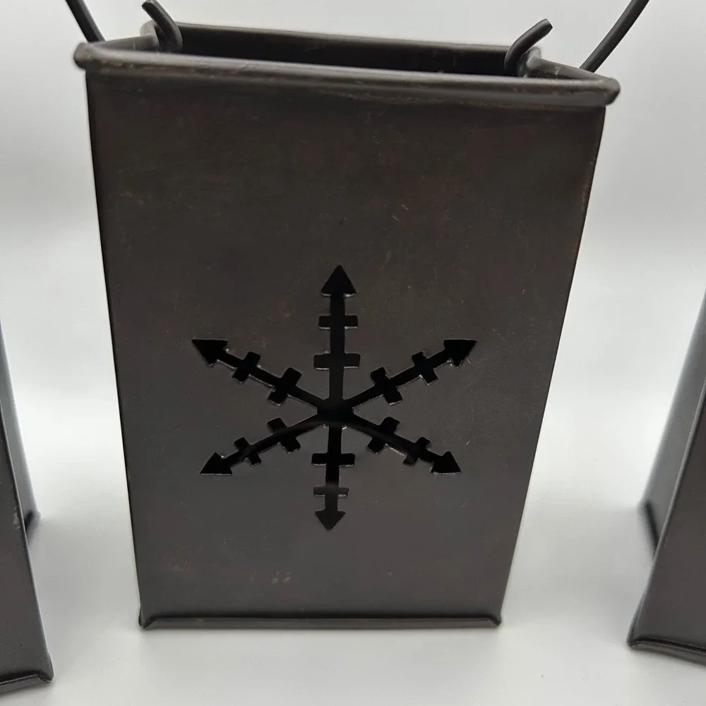 Vintage Eddie Bauer Illuminary Bag Snowflake Tea Light‎ Candle Holder Set of 3